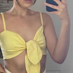 House of Sunny Tie Front Crop Top 0